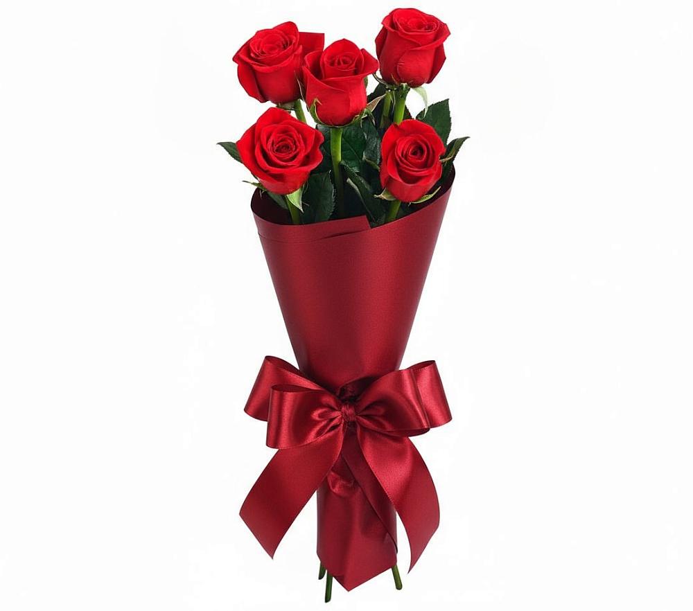 Букет 5 Красных роз Эдлесс Лав в Гжель