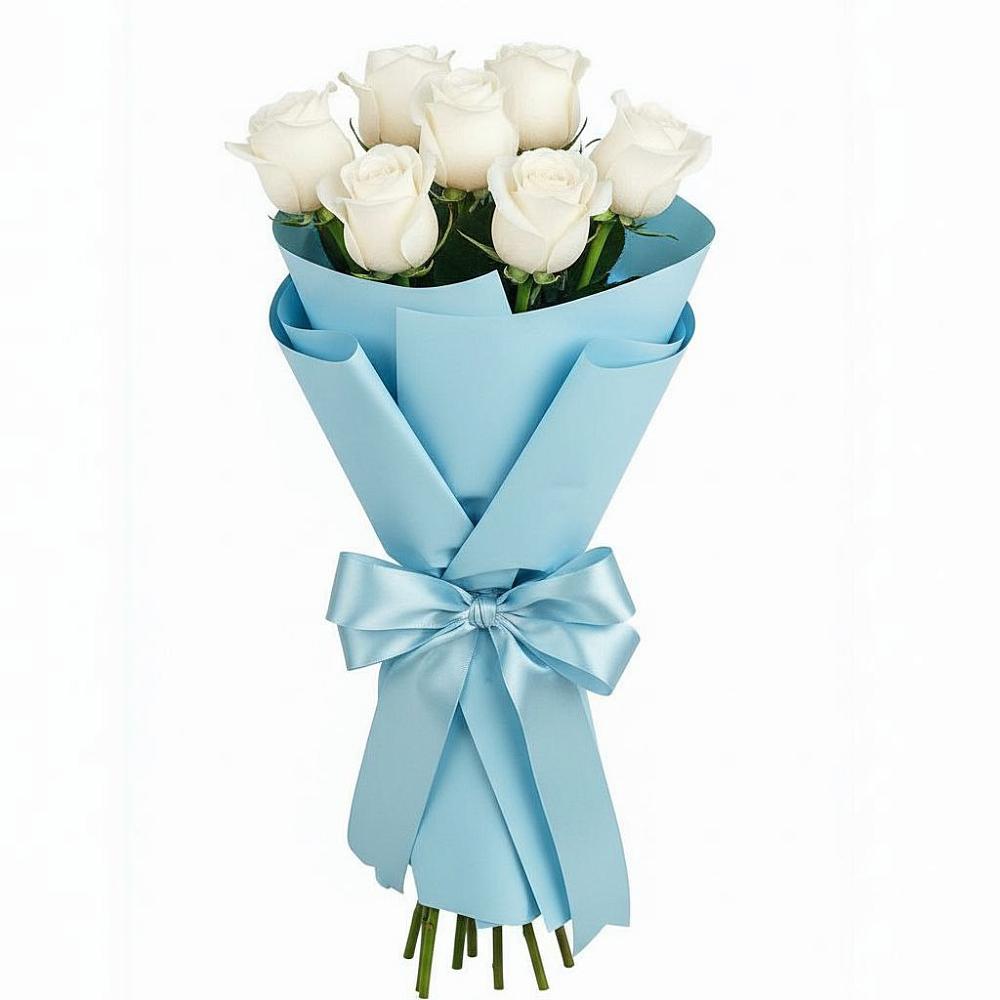 Букет 7 белых роз Проуд в Гжель