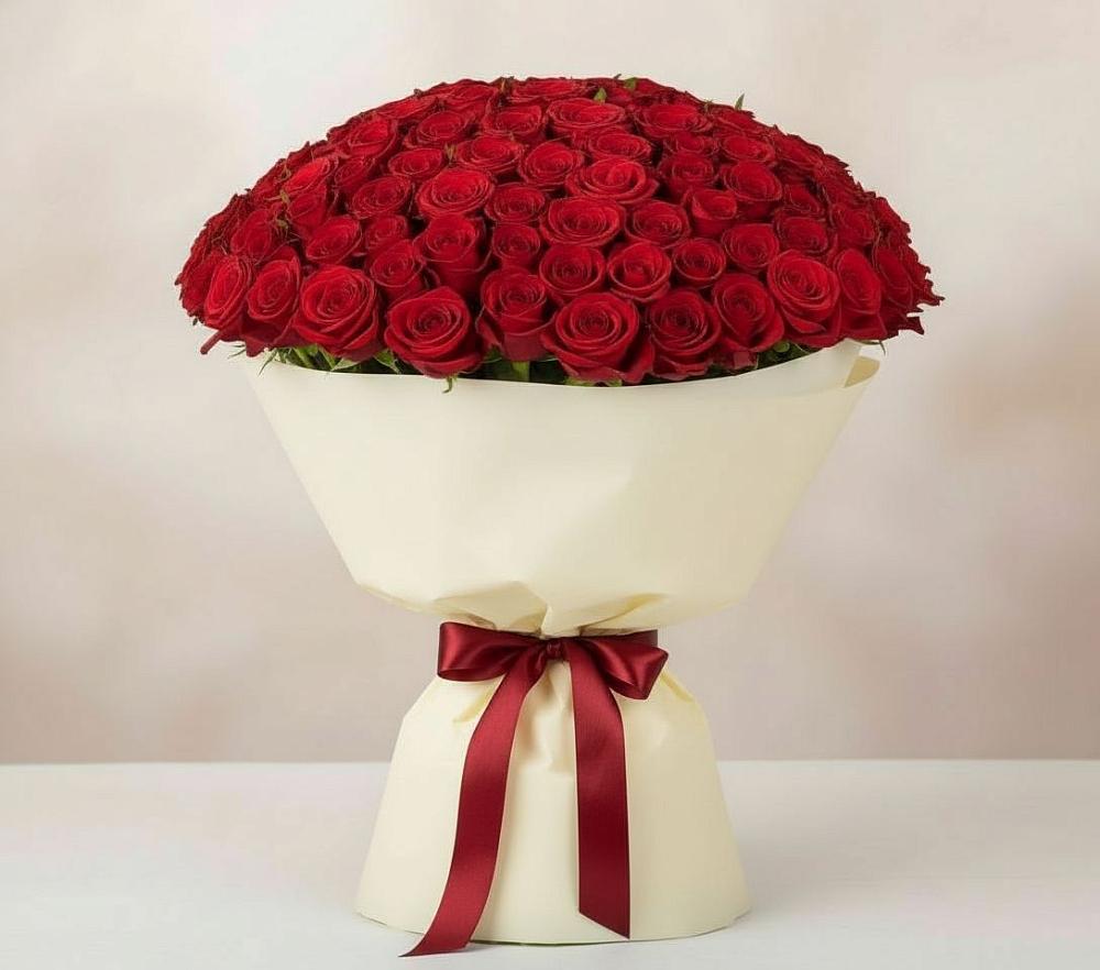 Букет 101 Красная роза Милано в Гжель
