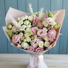Букет цветов из:  Альстромерии и Розы #REPLACE_PRED# Гжель